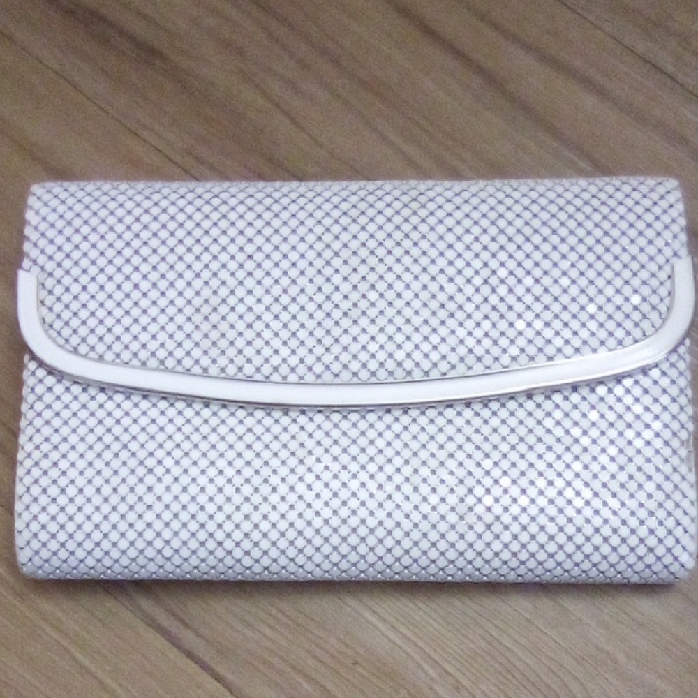 Chic White and Blue Mesh Clutch Wristlet